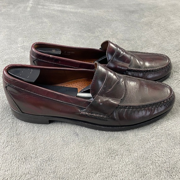 Allen Edmonds Penny Loafers Mens 12 D Burgundy Walden Leather Moc Toe USA 18784